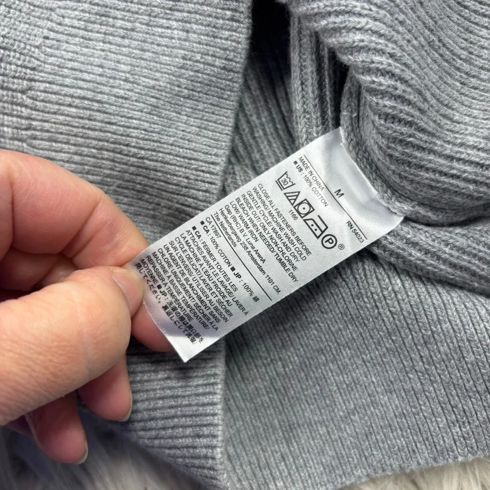 Banana Republic Men's M Gray Mock‎ Neck Henley Sweater Cotton Preppy Heritage